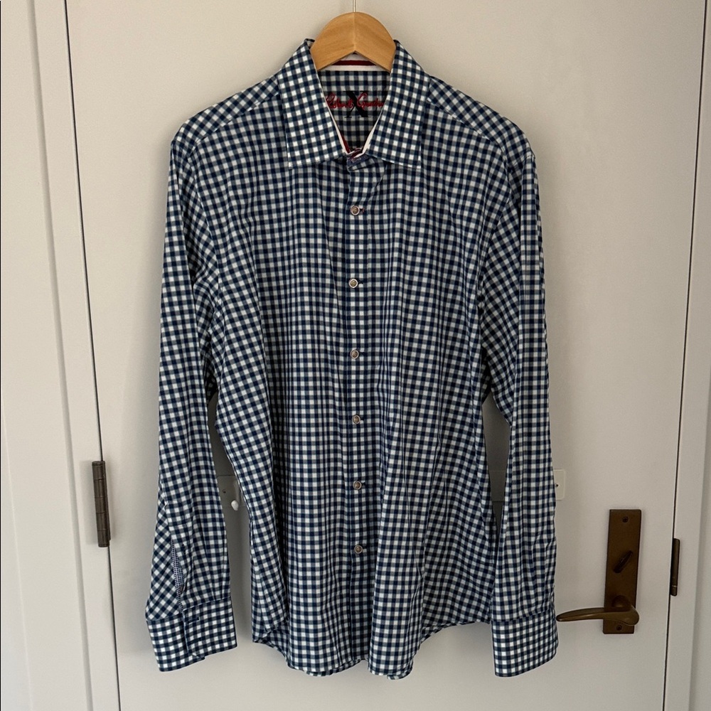 Robert Graham Tailored Fit Blue Button Down 2XL w/Accent Color Cuff/Collar